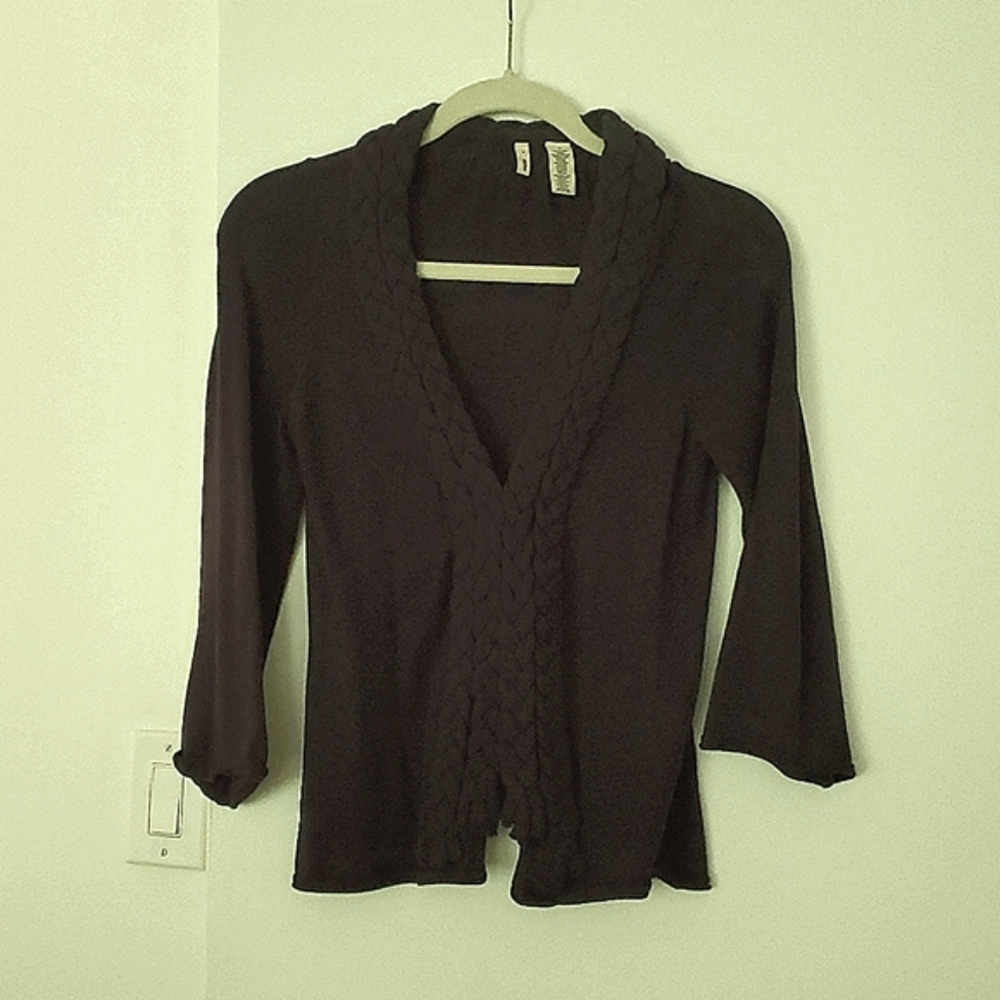 Navy Cardigan with braided lapel